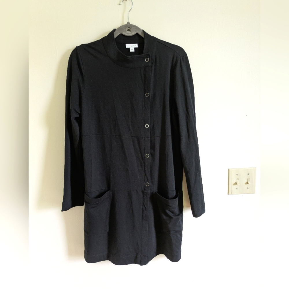 Relaxed fit Pima Cotton Black Button-Up Tunic Jacket J.Jill PureJill Small